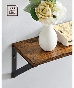 3 fali polc készlet, lebegő polcok,rusztikus barna és fekete