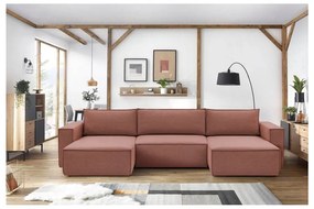 Rózsaszín sarokkanapé ("U" alakú) Nihad – Bobochic Paris