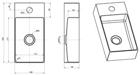 Sapho - Függesztett mosdó AURUM 36,5x18 cm matt rézszínű
