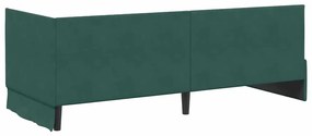 Sarokágy keret fejtámlával Sötétzöld 80 x 200 cm Bársony