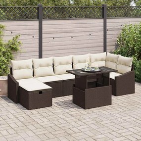 Kerti Kanapé Szett 8 pcs Barna polirattan