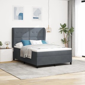 Boxspring Ágy Matrac Szürke 140x190 cm Bársony