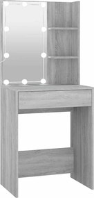 vidaXL szürke sonoma színű LED-es fésülködőasztal 60 x 40 x 140 cm