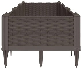 barna polipropilén kerti virágláda cövekekkel 125x40x28,5 cm