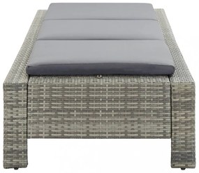 szürke polyrattan napozóágy párnával