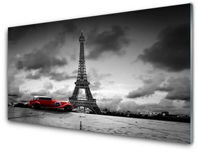 Üvegkép Párizs Eiffel-torony megtekintése 120x60cm 4 fogas