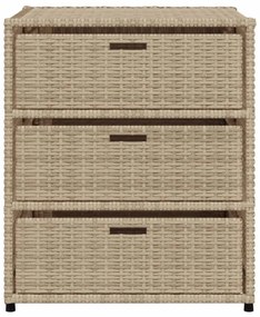 bézs polyrattan kerti tárolószekrény 55 x 59 x 69 cm