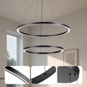 Brilagi - dimmelhető LED kábeles csillár PORTOFINO LED/98W/230V Ø 80 cm fekete + távirányító
