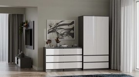 M6 120 fiókos szekrény, 120x75x30 cm, antracit-fehér