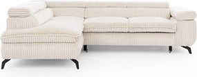 Krémszínű kordbársony sarokkanapé (bal oldali-L alakú) Marbeya – Ropez