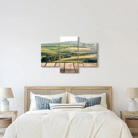 Kép - Fa polc tájképi elemekkel (90x60 cm)
