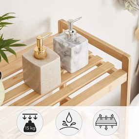 3 Szintes bambusz tárolópolc, 45 × 31,5 × 80 cm, natúr