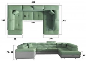 Letto - U ALAKÚ ÁGYAZHATÓ ÜLŐGARNITÚRA