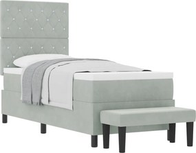vidaXL Boxrugós ágy matracmal Világosszürke 80 x 200 cm Bársony