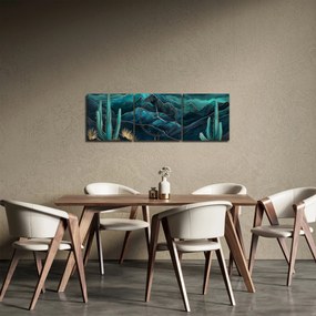 Kép - Türkiz éjszaka (órával) (90x30 cm)