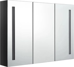 vidaXL fényes fekete fürdőszobaszekrény LED világítással 89x14x62 cm
