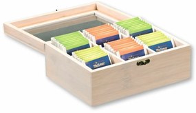 Kesper 57902 Bambusz tea tároló, 6 rekesz, fehér,21,5 x 16 x 9 cm