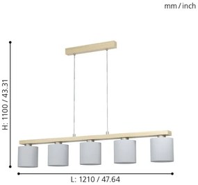 Eglo 901291 - Kábelre függesztett csillár CASTRALVO 5xE27/28W/230V