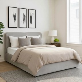 Ágy 160x200 cm méretben, ágyneműtartóval, szürke színben, velúr kárpittal BRISTOL