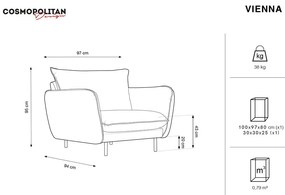 Sötétkék bársony fotel Vienna – Cosmopolitan Design