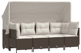 5 részes barna polyrattan kerti ülőgarnitúra párnával