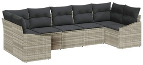 vidaXL Kerti Kanapé Szett tárolóval 7 pcs Világosszürke polirattan