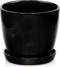 Kerámia Virágtartó Állvánnyal 17cm Fekete