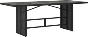 vidaXL fekete polyrattan üveglapos kerti asztal 190 x 80 x 75 cm