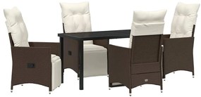 vidaXL Kert étkező szett párnával 5 pcs Barna polirattan