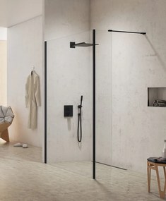 New Trendy New Modus Black zuhanykabin fal walk-in 100 cm fekete félfényes/átlátszó üveg EXK-0066