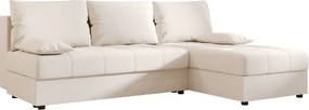 Ágyazható, kétoldalas L alakú kanapé VENORIA SLIM 200x143 cm, krém színű + 2 db díszpárna INGYEN