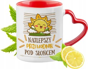 Piros bögre szív alakú füllel ajándék útmutatóhoz