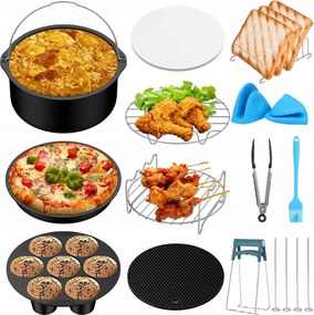 Akcesoria Airfryer olajsütőhöz 8 hüvelykes univerzális 13 részes szett
