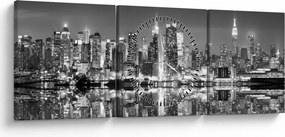 Kép - New York, fekete-fehér (órával) (90x30 cm)