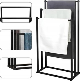 Akasztós Fürdőszobai Törölközőtartó Loft Fekete Fém 3 Szint