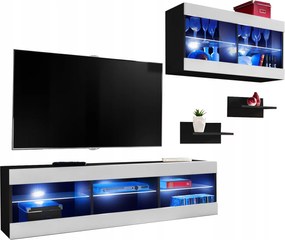 Rtv bútor szett Tivoli SET3 Fekete/Fehér, Kék Led