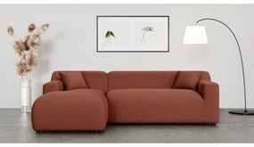 Téglavörös kordbársony sarokkanapé (bal oldali-heverő résszel) Martin – Ropez