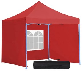 Összecsukható kerti pavilon több típusban-2,9x2,9 méteres-piros-pavilon+oldalfal+hordtáska