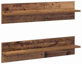 Falpolcok polcokkal 2 pcs Régi fa 80 x 11.5 x 18 cm Faanyag