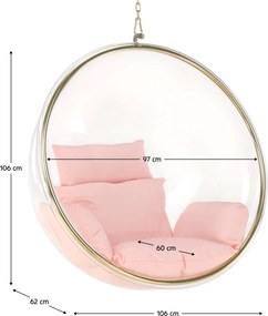 Függő fotel, átlátszó/arany/rózsaszín, BUBBLE NEW TYP 1
