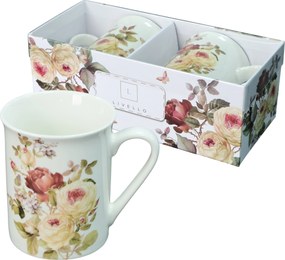 2 db-os porcelán bögre díszdoboz 350 ml Livello tearózsa