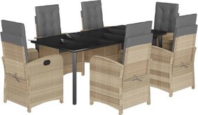 vidaXL 7 részes vegyes bézs polyrattan kerti étkezőgarnitúra párnákkal