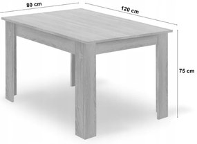 Étkezőasztal MADO fekete, tölgyfából készült asztallappal 120x80cm