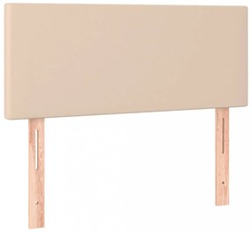 cappuccino színű műbőr rugós ágy matraccal és LED-del 90x200 cm