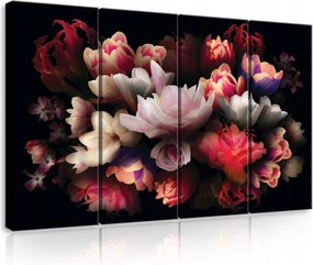 Vászonkép 120x80 Virágok fekete alapon sötét virágzás tulipán csendélet