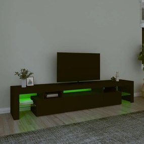 fekete TV-szekrény LED-világítással 215x36,5x40 cm