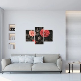 Kép - Vörös virágok sötét háttér előtt (90x60 cm)