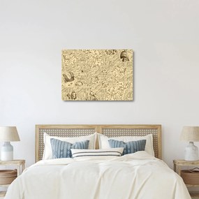Üveg kép - Vintage térkép, illusztrációk (70x50 cm)