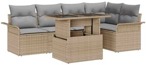 vidaXL Kerti Kanapé Szett párnával tárolóval 6 pcs Bézs Poli rattan