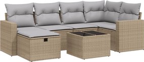 vidaXL 7 részes vegyes bézs polyrattan kerti ülőgarnitúra párnákkal
